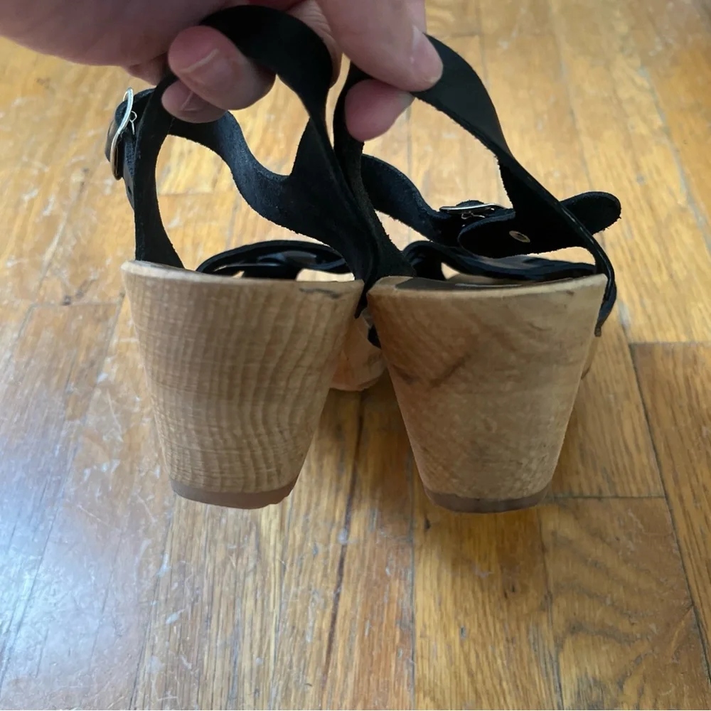 MIA Bety Black Leather Strappy Clog Sandals - Picture 5 of 5